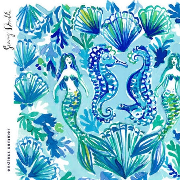 Lilly Pulitzer NWT XL Marilina Tunic in Seeing Double has Mermaids & Seahorses - Picture 3 of 5